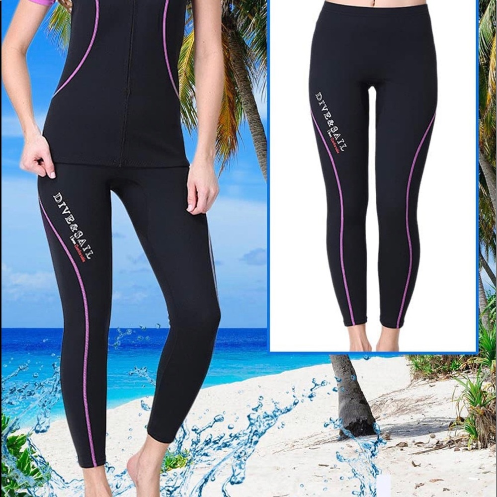 DIVE&SAIL Women Full Length Pant Black 1.5mm UV-Protective Swim Pant Small EUC